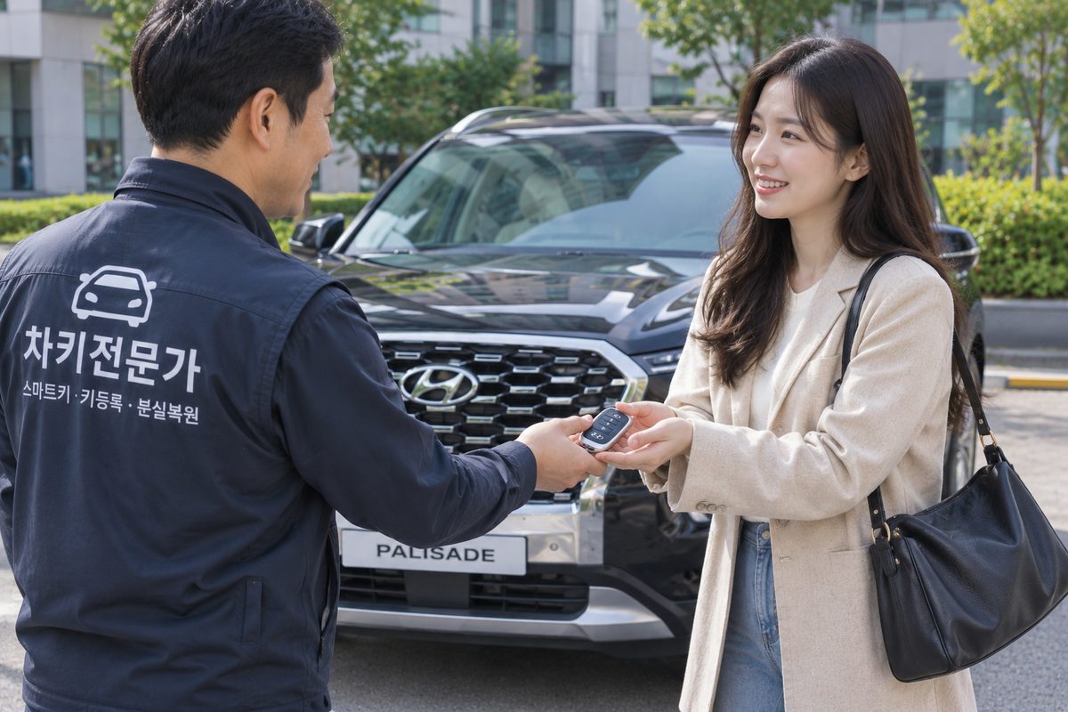 새로 만든 키를 건네받는 모습